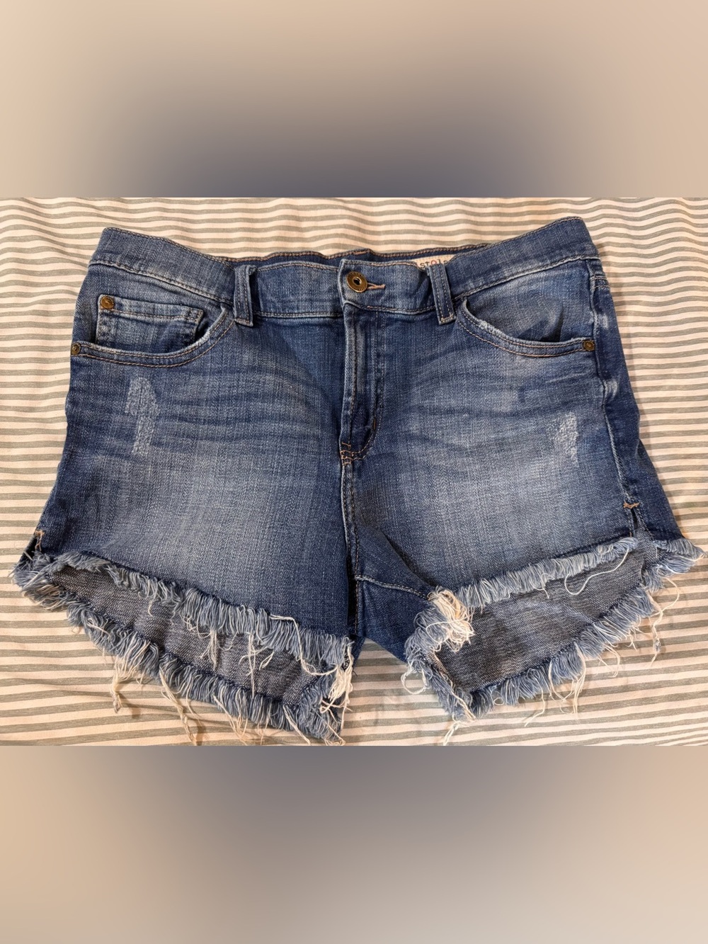 Pistola Blue Frayed Hem Denim Shorts - Women